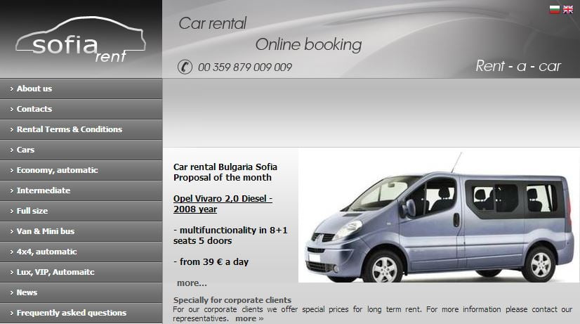 Sofia Auto Rent Web Customization - Коли Под Наем | Www.sofiaautorent.com | Web Customization