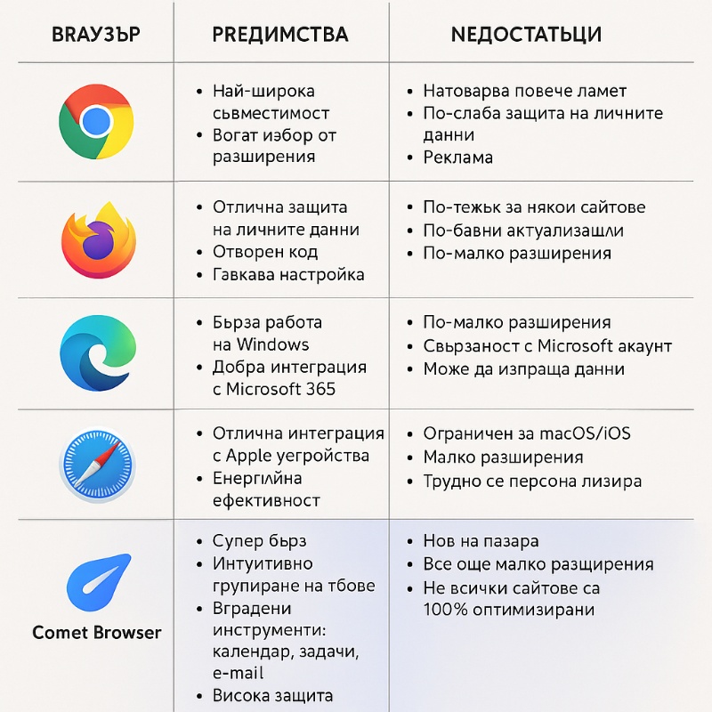 Itech Sravni Browserite - Сравнение На Водещите Браузъри – Кой Е Най-Добрият Избор През 2025?